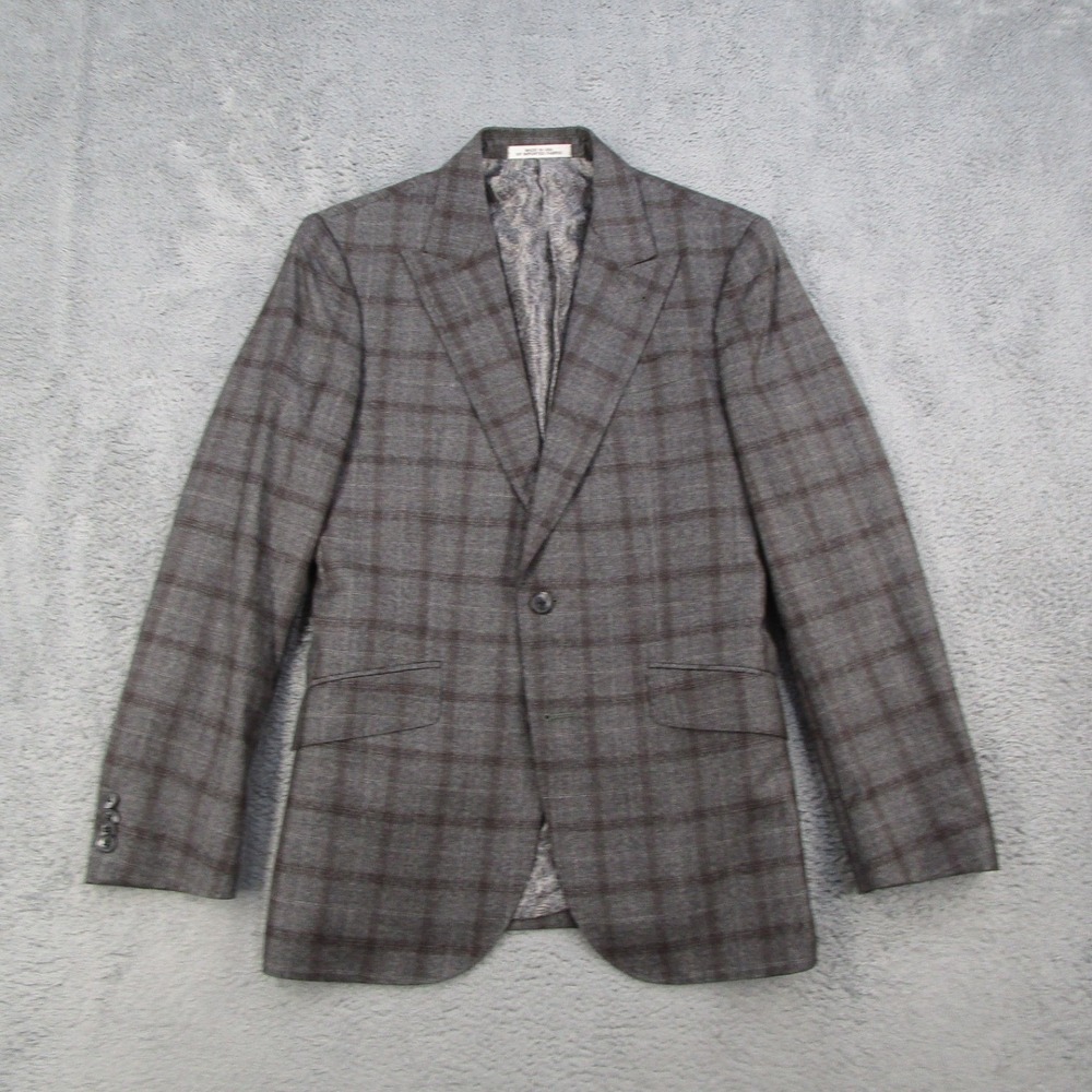 Joseph Abboud Mens 38R Slim Fit E Thomas Wool Cashmere Plaid Sport Coat Gray